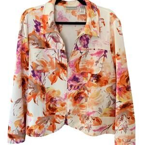 DRAPER'S & DAMON'S LONG SLEEVE FLORAL ZIPUP CROPPED ACKET SIZE XL